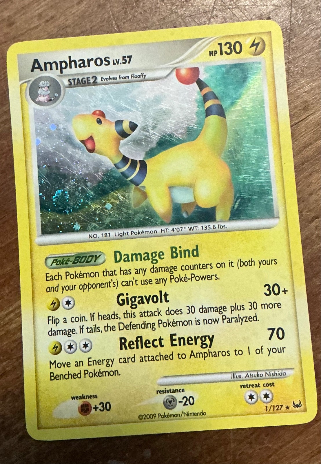 Ampharos Holo NM  1/127 Platinum