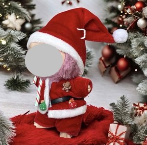 Santa Outfit + Christmas Hat Fits 17cm/6.7in Labubu Monster doll (no doll)