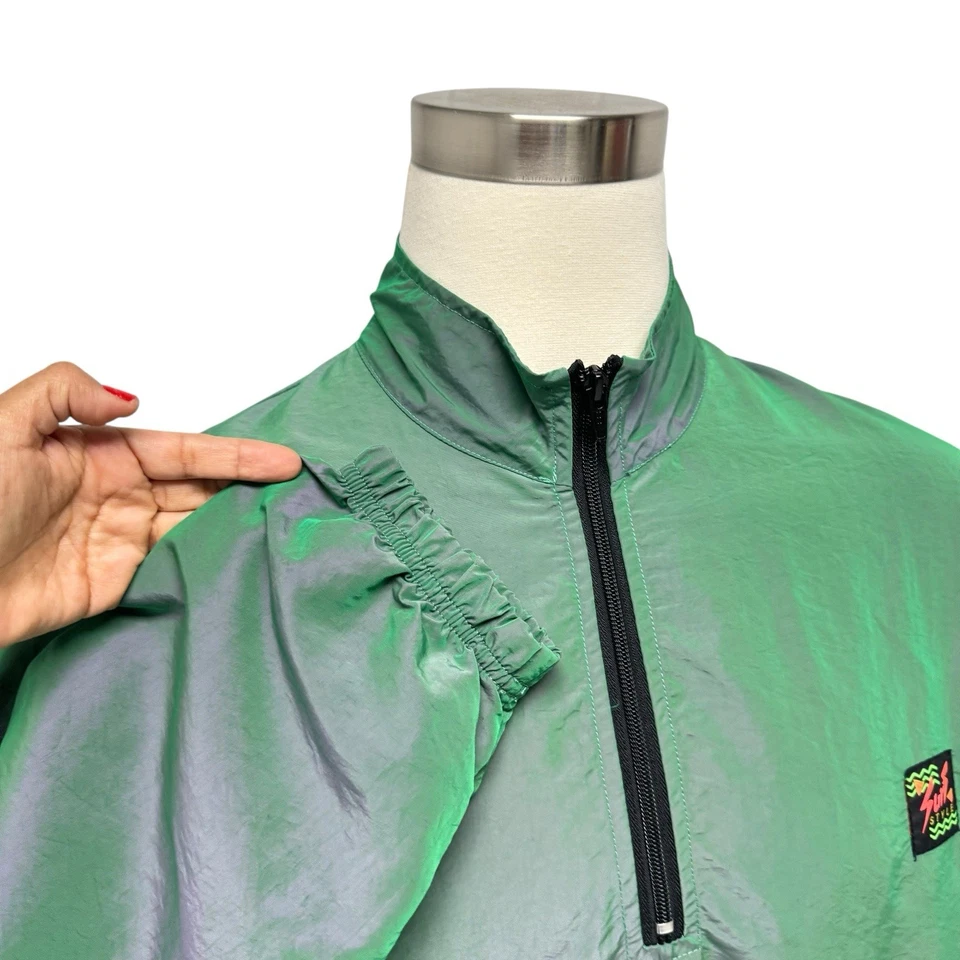 Chaqueta cortavientos estilo surf vintage para hombre verde retro jersey talla L Foto 4 de 4