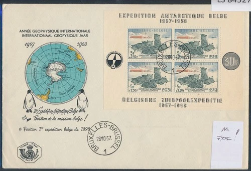 LS84527 Belgium 1957 south pole expedition FDC used