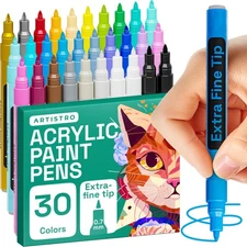 30 Acrylic Paint Pens, Art Set Acrylic Paint Markers, Fabric Markers for Text...