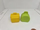 Vintage Fisher Price little people lot/2 yellow/green suitcases 2581/996/183