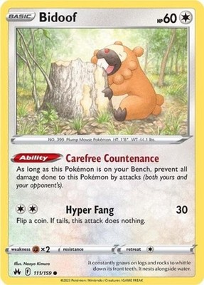 Bidoof - CRZE 111 Pokemon - Light Play