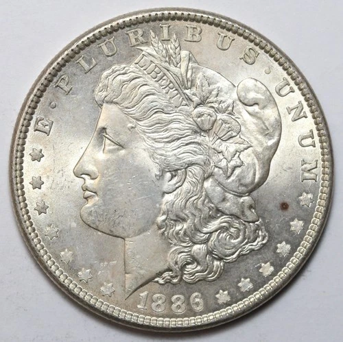 1886 $1 Morgan Silver Dollar Uncirculated - RAW - Excellent Luster / Nice Coin