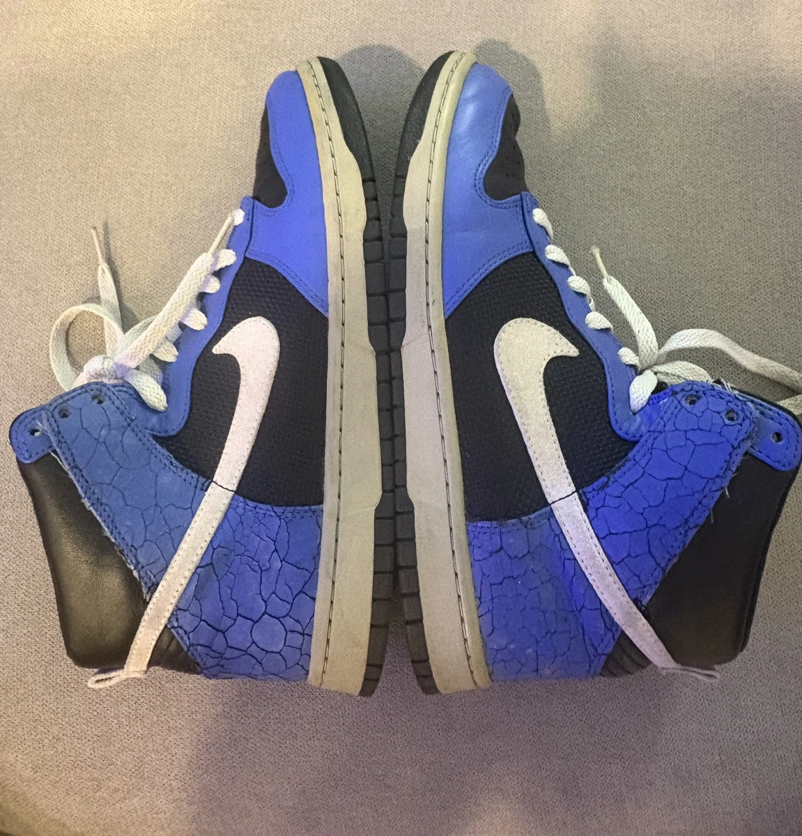 2007 Nike Dunk High Premium SZ 12 Cracked Varsity Royal Blue Sneaker 317892-001 Nike Dunk High Premium Black - 317892-001 for Sale  main image 4