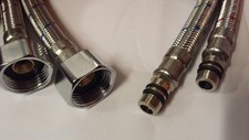 Pair of Kitchen Sink Basin Mixer Tap Flexible Mono Tails M12 x 1/2" 600mm Long