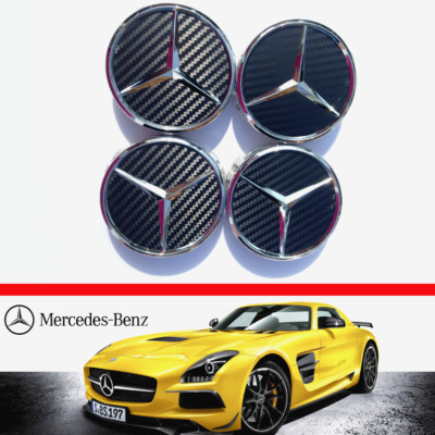 4x Mercedes Black Alloy Wheel Centre Hub Caps 75mm A B C E S M Class ML ...