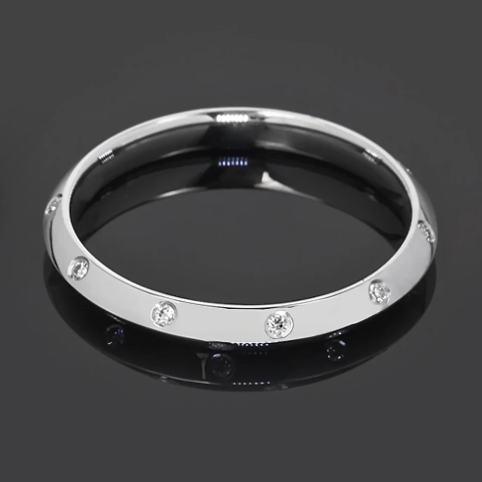 Diamond Women Band Lab Grown 0.30 Carat Round Cut 18k White Gold All Size 6 7 - Image 2 of 4