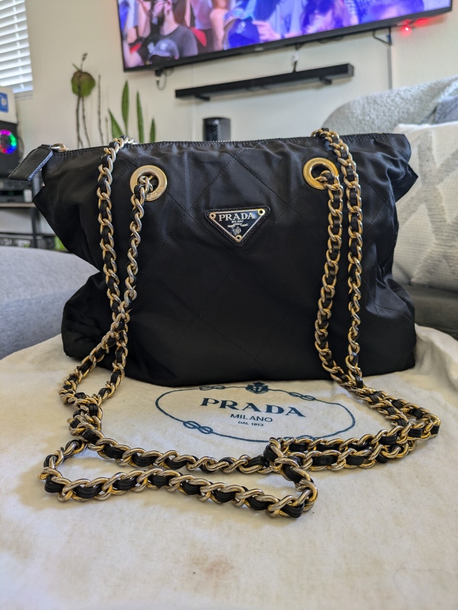 Prada Chain Tote Shoulder Bag Vintage 1990s | eBay Prada Chain Tote Shoulder Bag Vintage 1990s | eBay