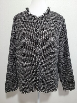 DIALOGUE Women's Blazer Jacket Long Sleeve Striped Print 100% Acrylic.Size 14