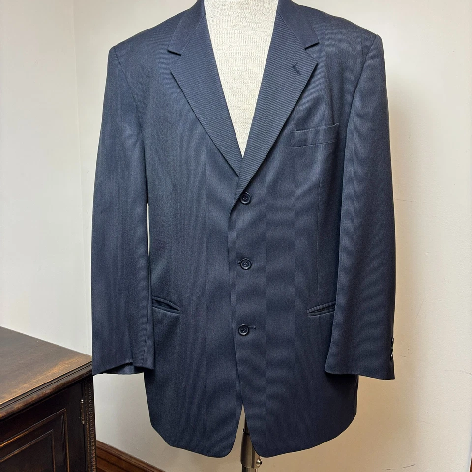 Pierre Cardin Suit Mens 46L Navy Wool Miltons Blazer & 36x32 Dress Pants USA VTG - Image 2 of 4