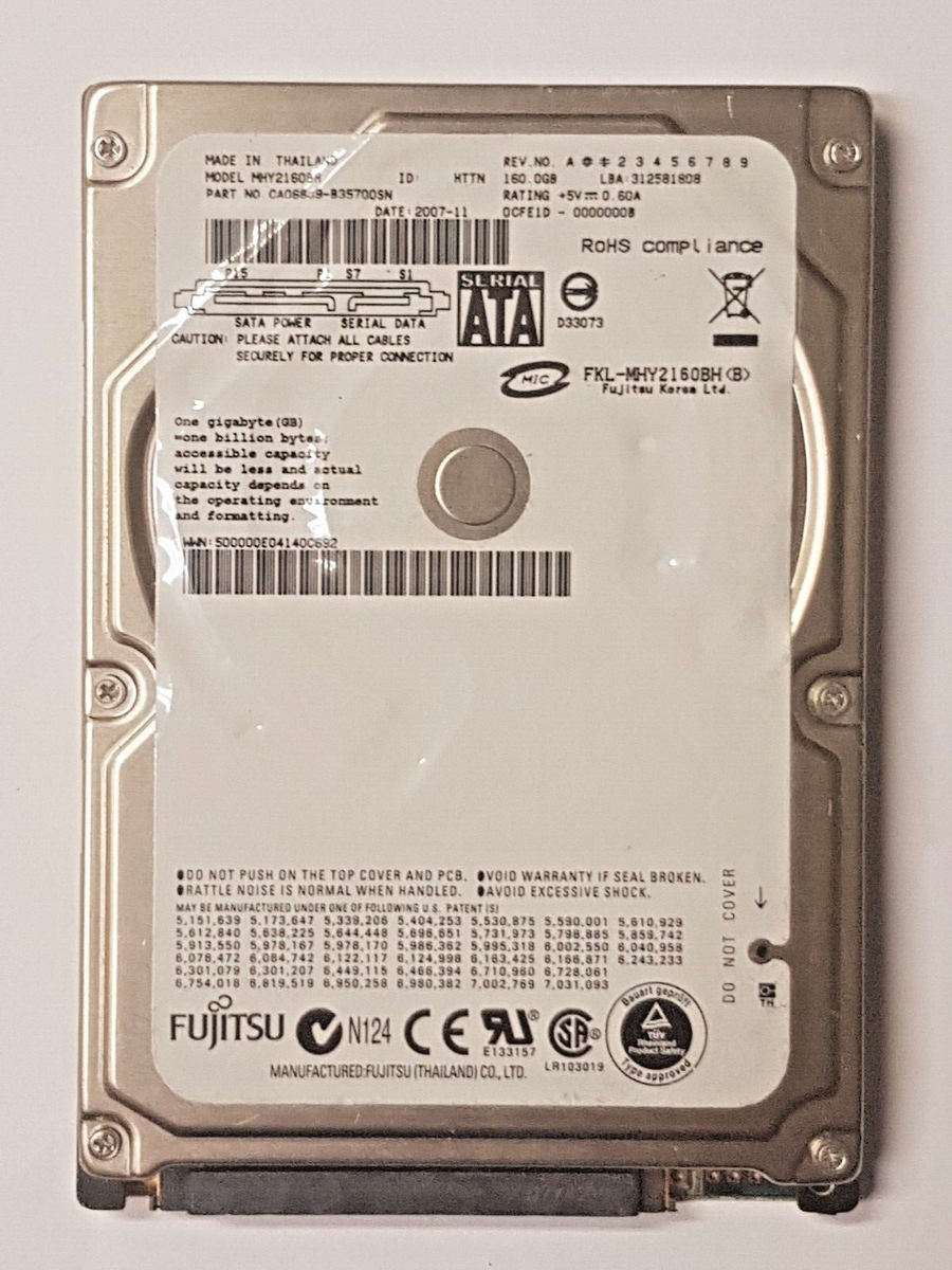 160GB SATA Fujitsu MHY2160BH 5400RPM 8MB HDD 2.5