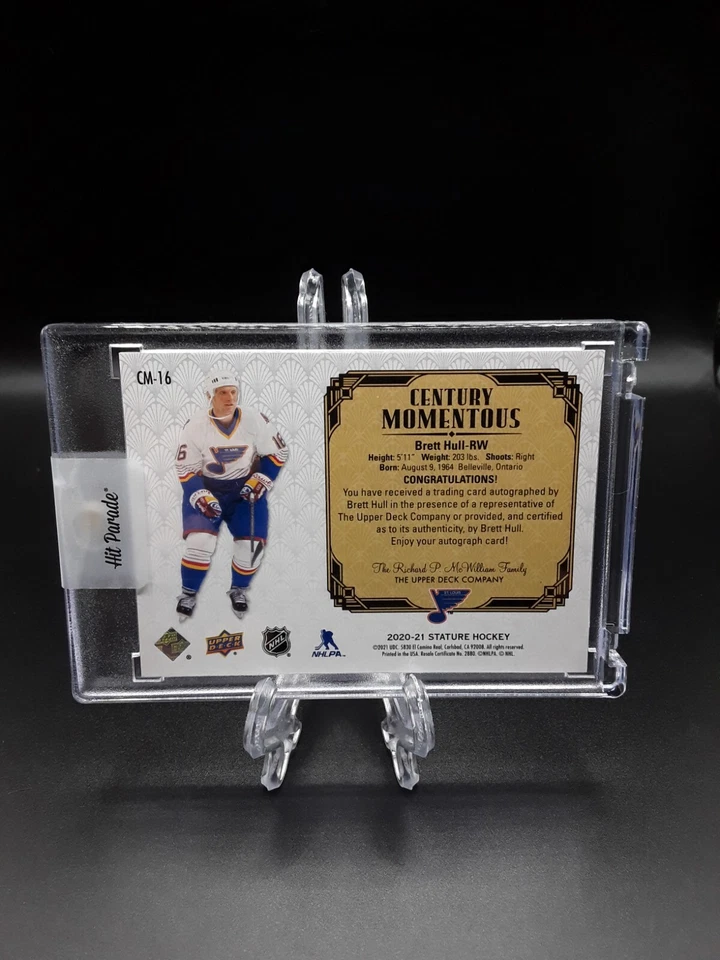 2020-21 UD Stature Century Momentous Brett Hull Auto HOF Inscribed 1/1 Blues - Image 2 of 2