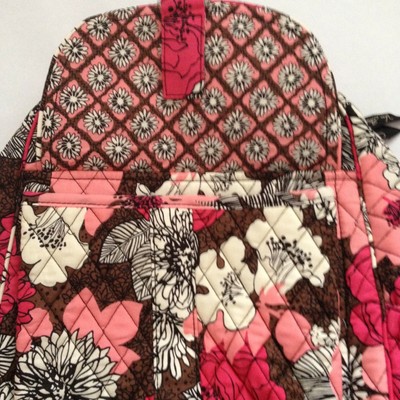 Retired Vera Bradley “Mocha Rouge” Quilted Travel Backpack VERA BRADLEY ZIP BACKPACK BOOKBAG MOCHA ROUGE - NWT | eBay main image 4