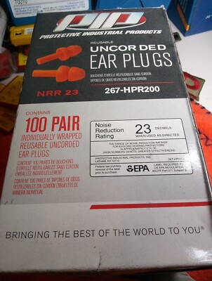Box Of 100 PIP Industrial Products 267-HPR200 Nrr23 Disposable Ear Plugs D1