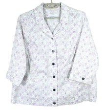 NEW CJ BANKS Women's Thick Cotton Blouse 3/4 Sleeve Pocket Geometric Size 2X