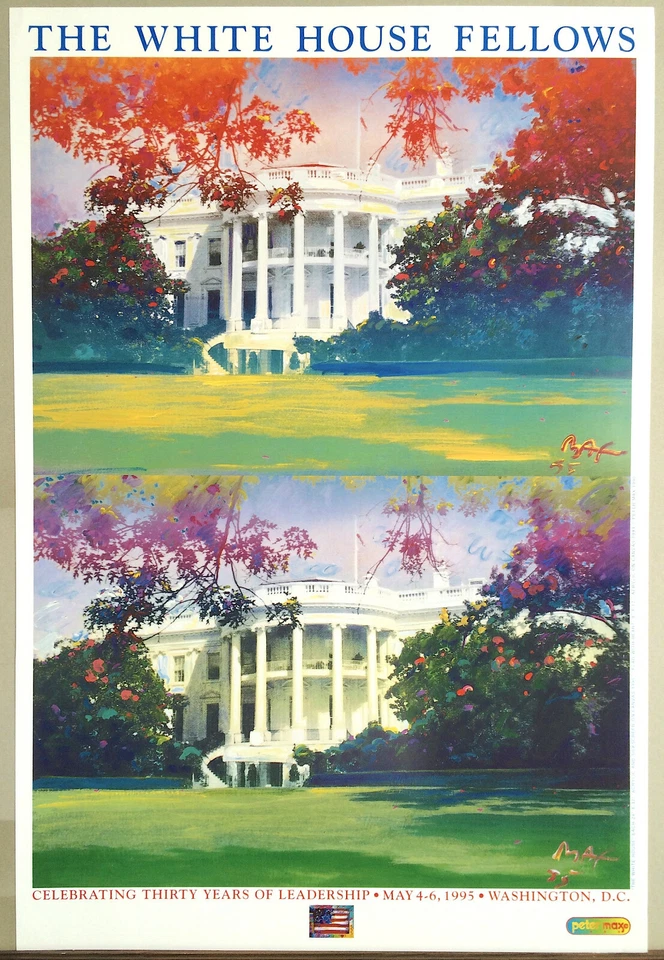 Póster conmemorativo raro de Peter Max THE WHITE HOUSE FELLOWS, WASHINGTON DC 1995 Foto 4 de 4