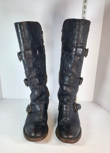 Ariat Womens Brown Leather 10007059 Buckle Side Zip Biker Western Boots Size 7B - Picture 2 of 11