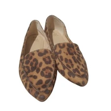 Womens Size 8W Leopard Print Faux Suede Memory Foam Slip-On Loafers