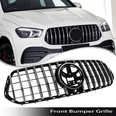 Chrome +Black Front Grill For Mercedes Benz W167 GLE350 GLE53 2019-21 2022 2023