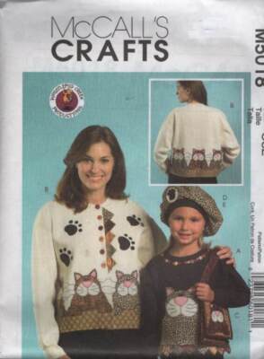 5018 MCCALL'S CRAFTS KITTY APPLIQUES, BETER/PURSE & PIN