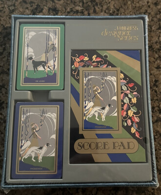 Congress Designer Series Bridge Playing Cards & Score Pad Dogs SEALED Gift Box