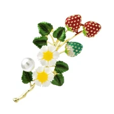 Enamel Strawberry Brooch Party Office Flower Pins Unisex Women Coat Jewelry Gift