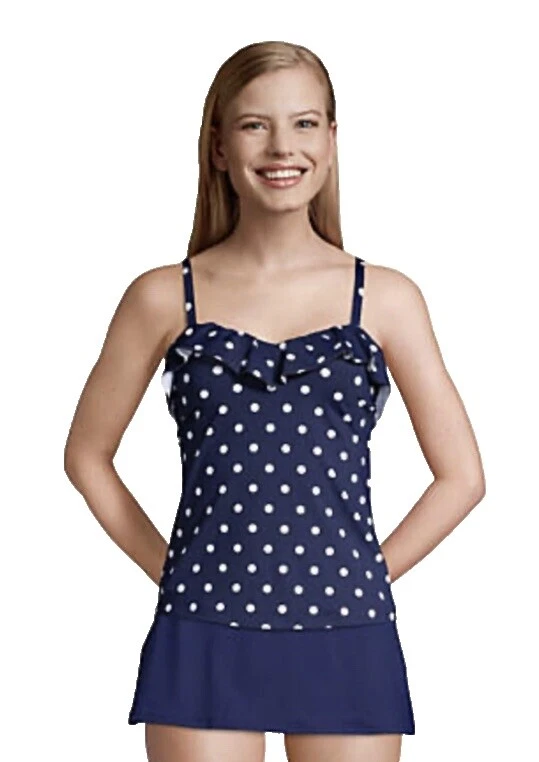 Roupa de banho feminina de náilon com bolinhas Lands' End