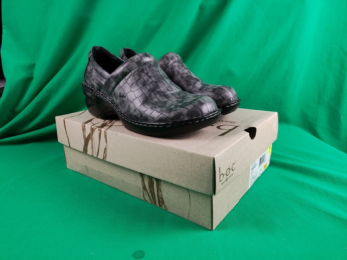 BOC Womens Peggy Clogs Shoes Gray Croc Emboss C00098 Size 11 | eBay