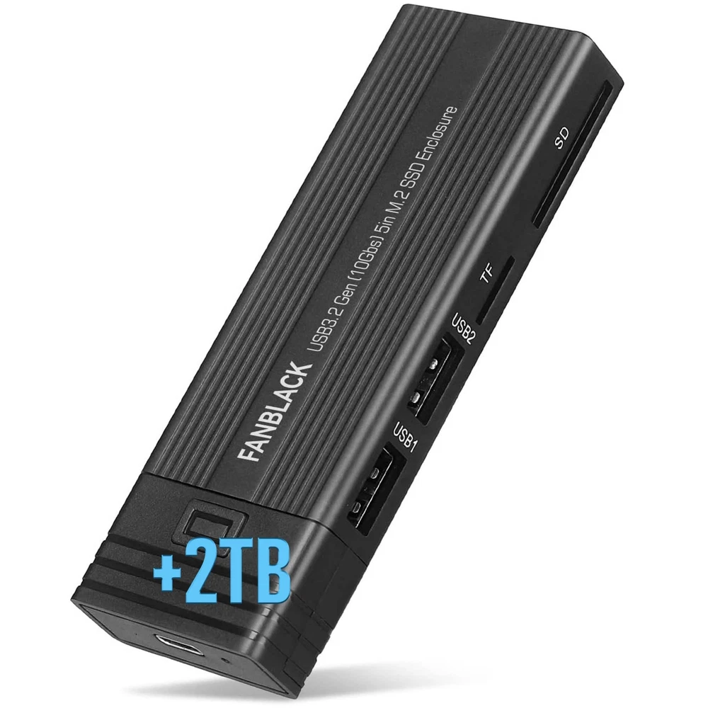 Usb Hub 5in1 with Caddy Enclosure 2TB M.2 SATA NVMe PCIe 2280 Micro SD Reader