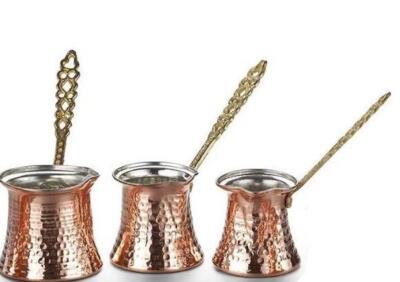 3xTürkische Kupfer-Mokkakannen, handgefertigt, 120/200/290ml für Kaffeeliebhaber
