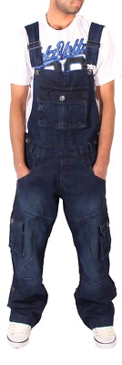 Peviani Herren Hafen Designer Cargo Combat Locker Für Jeans-Latzhose, Dunkelblau