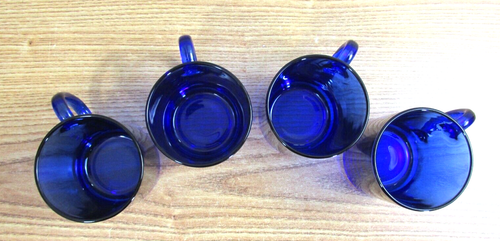FRANCE BLUE GLASS CUPS COUNT 4 IN SET - Picture 3 of 7
