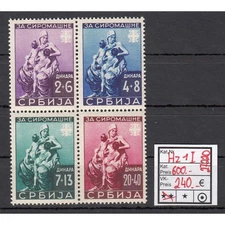 Serbia 1942, Mi.-No. 82-85 Hz 1 I Klb. with punch marks (Field 11)