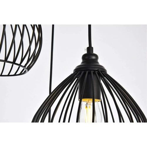 Living District Sayer 3-Light Transitional Metal Pendant in Black - Picture 3 of 6