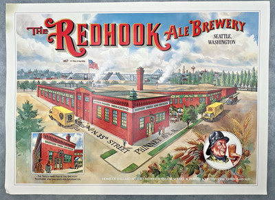 REDHOOK ALE BREWERY SEATTLE WA THICK POSTER 24-3/4'' X 18'' TROLLEYMAN PUB