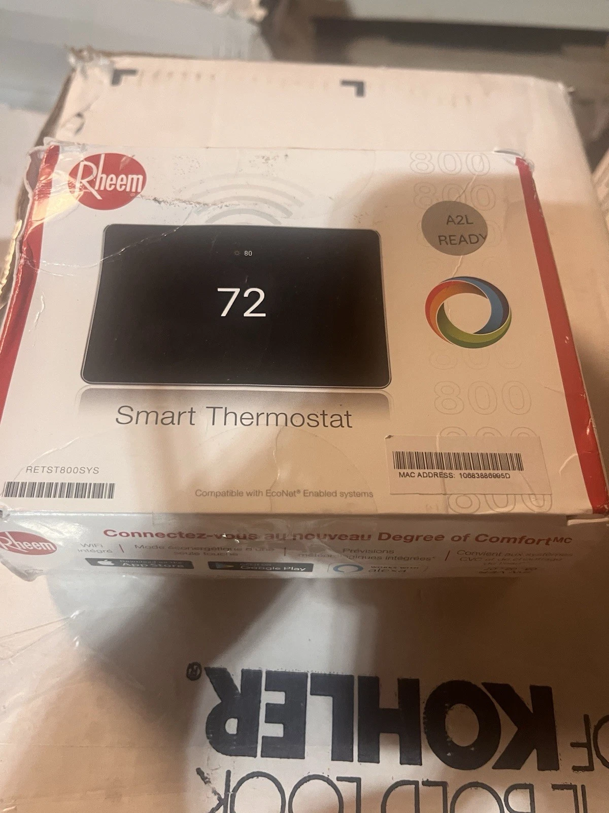 Rheem RETST800SYS EcoNet Wi-Fi Smart Thermostat Touchscreen Digital Display
