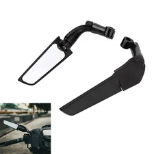 2PCS Motorcycle Swivel Wind Wing Rearview Side Mirrors Black For Harley Softail
