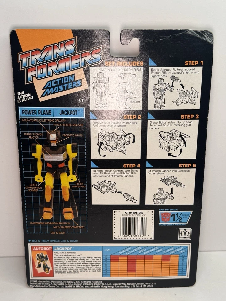 1989 G1 Transformers Vintage Action Masters JACKPOT MOC Hasbro Sealed NEW - Image 2 of 4