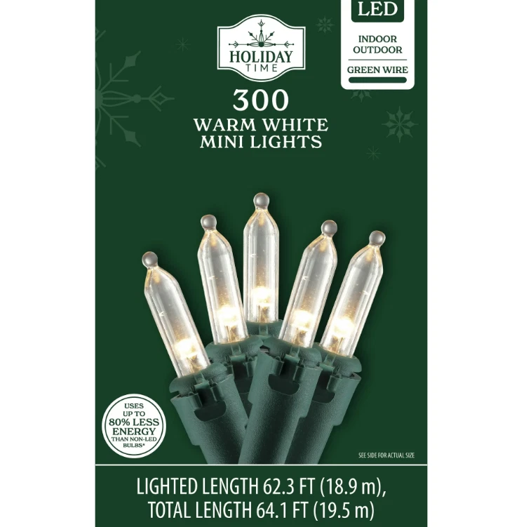 Indoor/Outdoor 300-Count LED Mini Christmas String Lights, Warm White, 62.3', by - Image 4 of 4