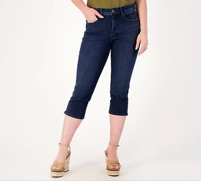 NYDJ Curves 360 Slim Straight Capri Jeans Mesquite Dark Wash Sizes 4, 6