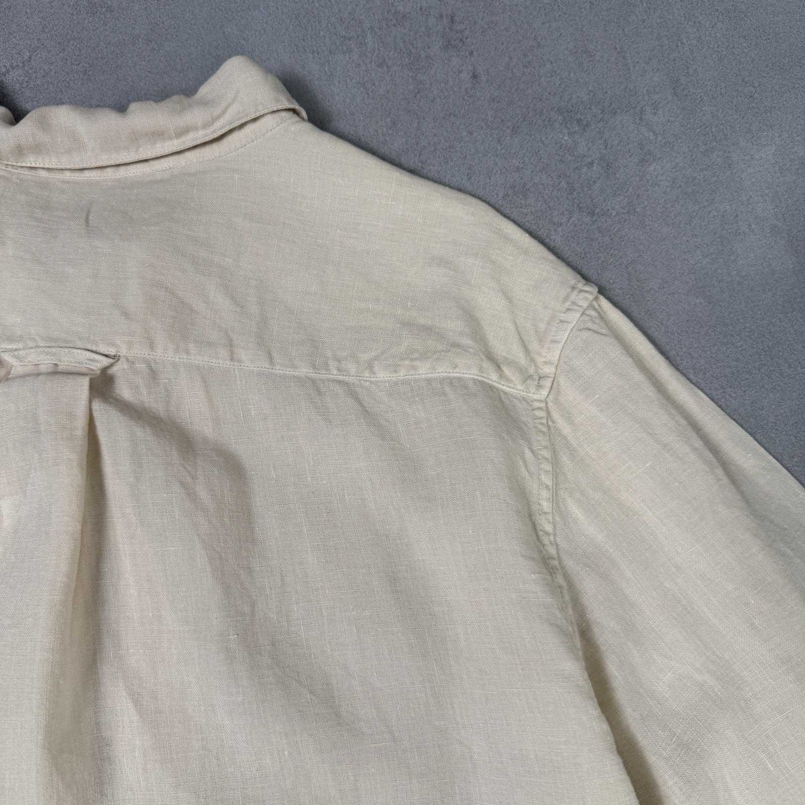 Toast Loop Button Linen Button Up Shirt Beige Size L