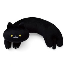 U-Shaped Cat Plush Pillow, Cute Plushies, 20" - Ultrasoft Cat Stuffed Black