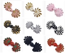 2 sets of hand-stitched ribbon frog fasteners trims, choice of colours.