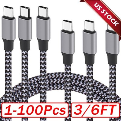 60W USB-C to USB-C Cable Fast Charger lot PD Nylon Cord For iPhone 17 16 Samsung