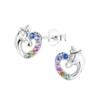 Einhorn Herz Ohrringe MäDchen Kinder 925 Sterling Silber Ohrstecker Geschenk