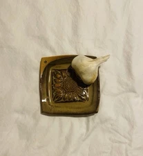 Red Hot Pottery Garlic Grater/Paste Dish Rustic Farmhouse Boho Southwestern