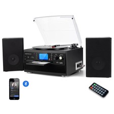 DIGITNOW Bluetooth Record Player Turntable with Black record player, Black-S