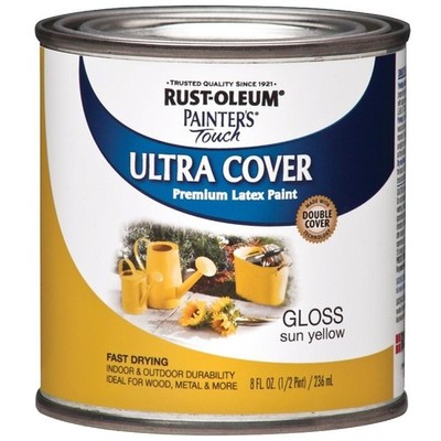 Rust-Oleum 1945730 Enamel Paint, Water, Gloss, Sun Yellow, 0.5 pt, Can, 120 sq-f