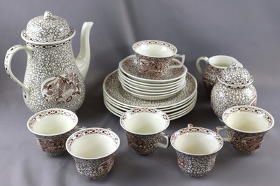 6 Pers. (21T.) Kaffeeservice Adams real english ironstone Keramik Chinese Bird